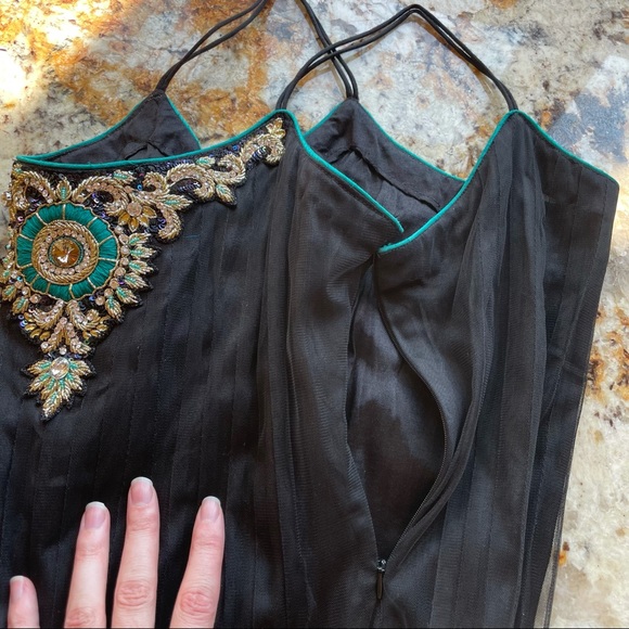 Dress, Embroidered, Tulle, Black & Blue, Made in India - Picture 8 of 8